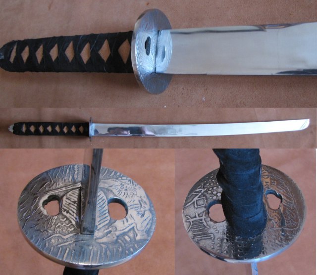 Катана с травлением на цубе